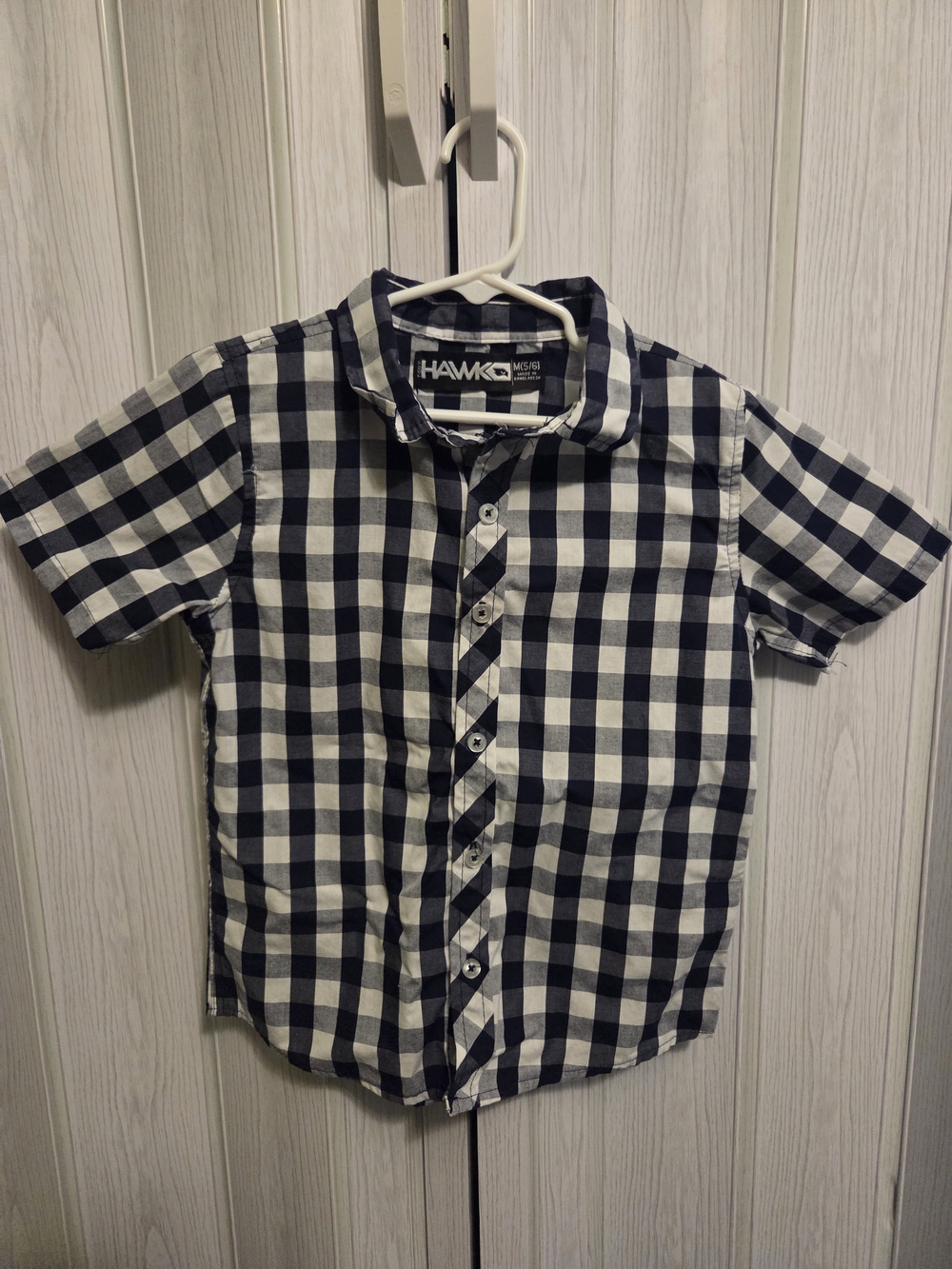 Tony Hawk Navy and White Check Short Sleeve Button-Front Shirt